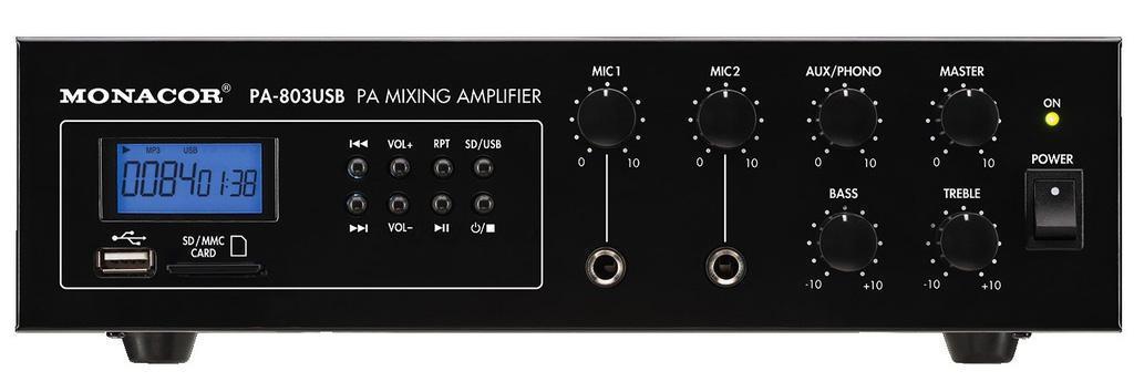 Monacor PA-803USB 30W PA Amplifier With MP3 Player - main image