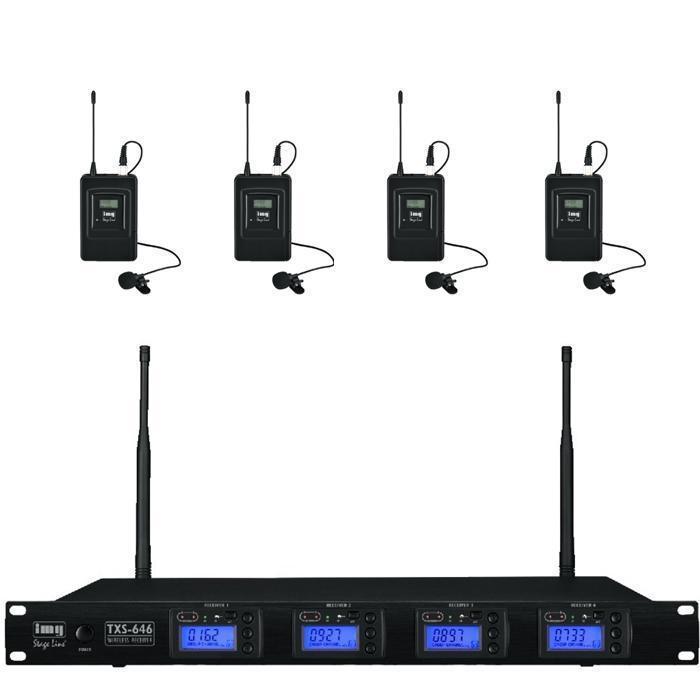 Quad Wireless Microphone System with 4 x Tie Clip Mics - main image