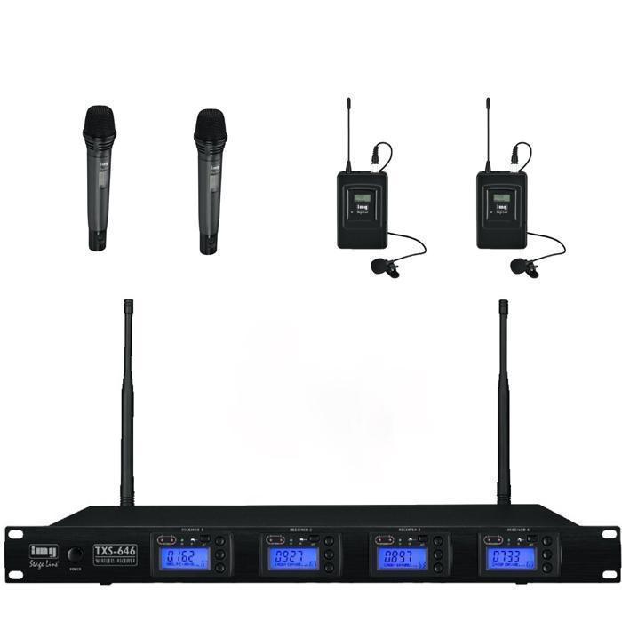 Quad Wireless Microphone System with 2 x Hand Held and 2 x Tie Clip - main image