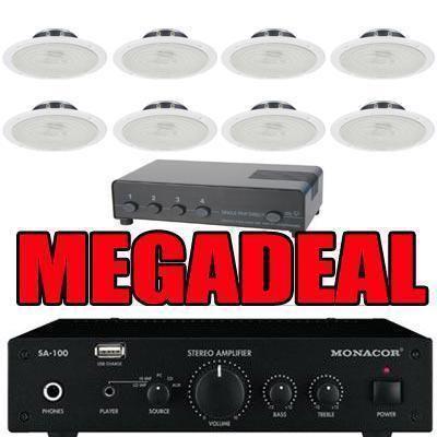 SA-100 Amplifier with 8 x Ceiling Speakers & Switch