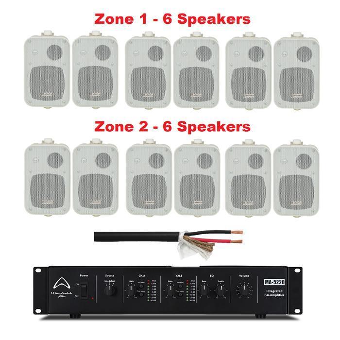 Wharfedale Ampilifier 2 Zone With 12 x 100V Line Wall Mount Speakers - main image