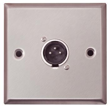 Silver Metal AV Wall plate With 1x 3 Pin XLR Connector