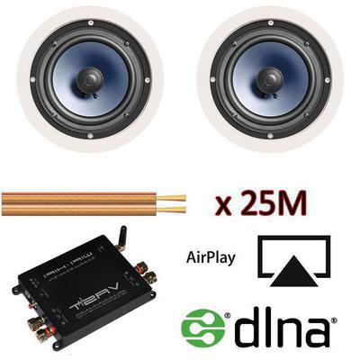 POLK RC60i (pair) with Airplay DNLA Amplifier with 25m Cable