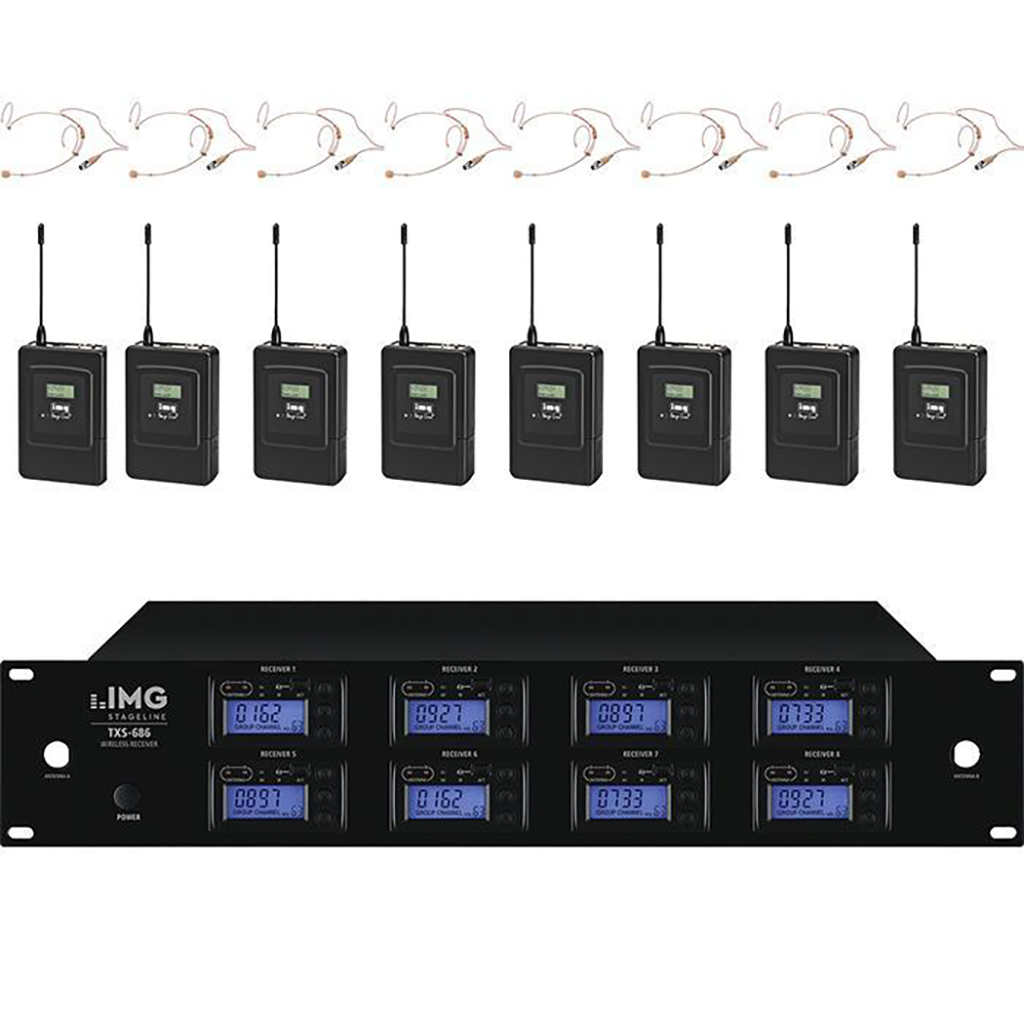 Octo Wireless Microphone System with 8 x Headset Mics - Co-ordinated License - main image