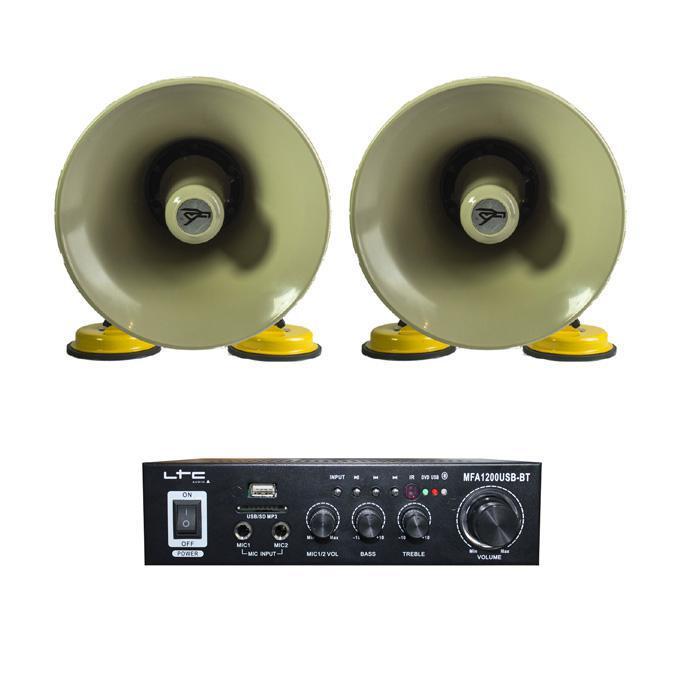 2 x Roof Mountable Horn Speakers With 2 x 50W Stereo Amplifier - main image