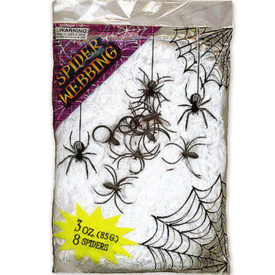 Packet Of Stretchy Spider Webbing With Spiders