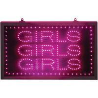 Large Pink Static Girls, Girls, Girls LED Sign - main image