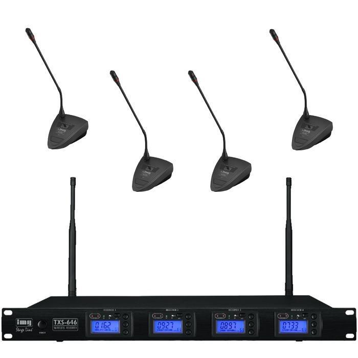 Quad Wireless Microphone System with 4 x Paging Microphones