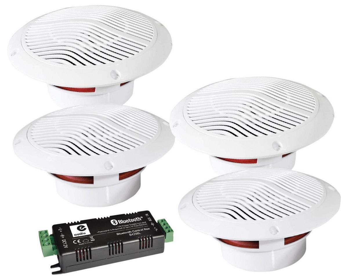 E-Audio 4 x 5.25" Bluetooth Ceiling Speaker Kit With Cable & Amp - main image