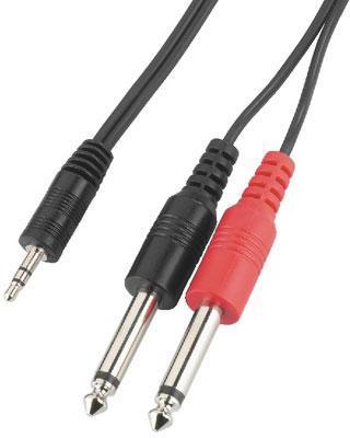 MCA-204 3.5mm stereo plug to 2 x 6.3mm mono plug 2m