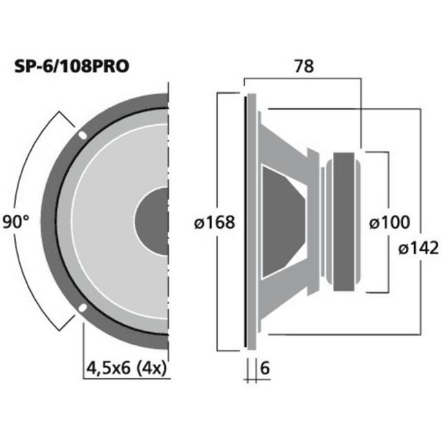 SP-6/108PRO PA Woofer 6.5" 100W 8 Ohm