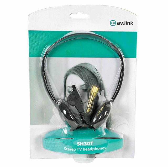 Stereo/Mono Switched Headphones with In-line Volume Control, 6.3mm Adaptor & 5m Cable In Blister Pack