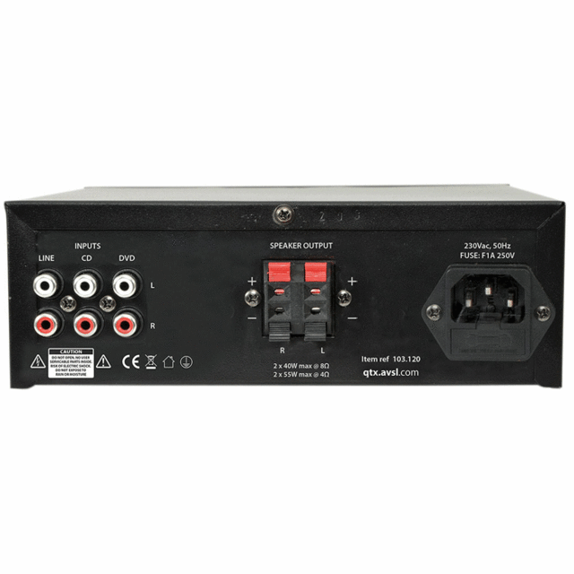 QTX KAD-2 Digital Stereo Amplifier 2 x 55W Rear - thumbnail image 3