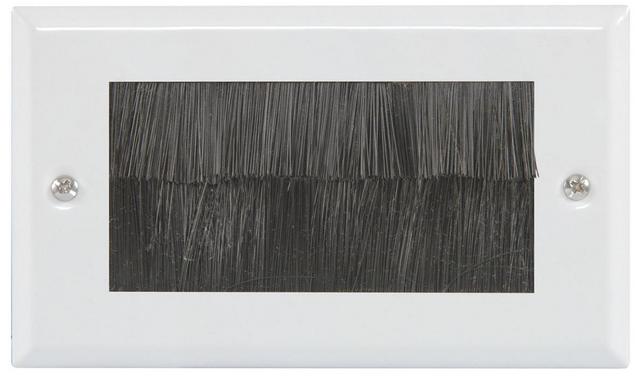 Double Gang Brush Wall Plate - Steel or White - thumbnail image 2