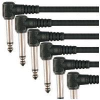 6 Black Patch Leads - 0.5m -