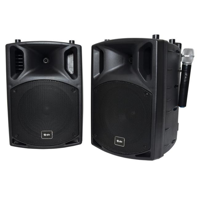 QTX PAV10 Portable PA Set With UHF Mics, Bluetooth & CD