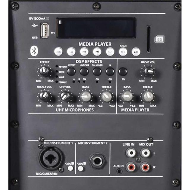 QTX QOVA 12" Portable PA Unit with Wireless Mics -200W - thumbnail image 5