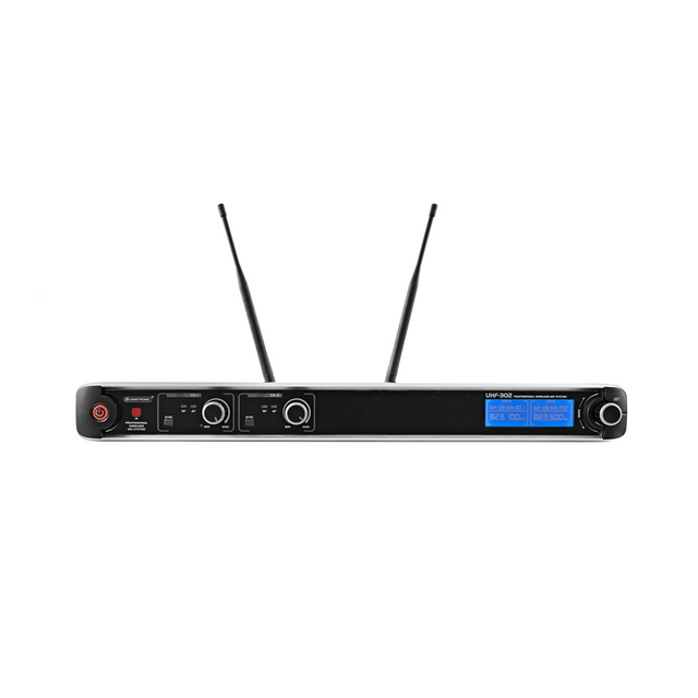 UHF-302 Dual Channel Wireless Hand Held Microphone System License Free - thumbnail image 3