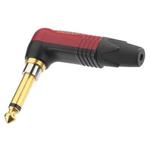 Neutrik 6.3mm Mono Plug Right Angle, All Metal Body, Black/Red