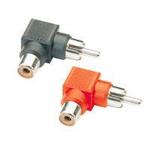 Right Angle RCA Phono Plug - RCA Socket Adaptor <b>Various Colours</b>