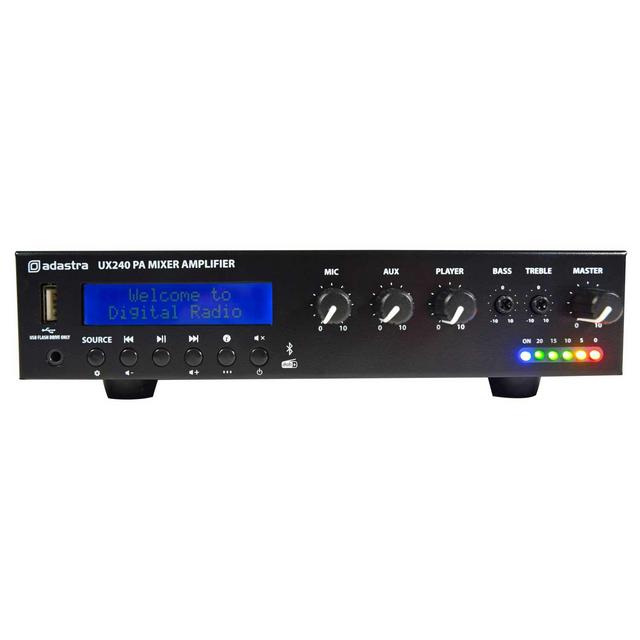 Adastra UX240 Compact 100V Mixer-Amplifier 240W with BT & DAB - thumbnail image 1