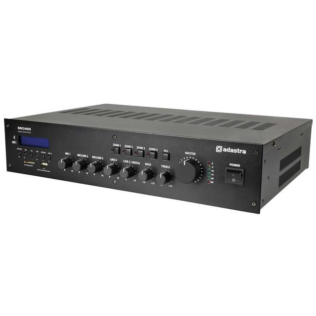 240W Adastra 100v Mixer Amplifier with DAB+, BT, USB/SD - thumbnail image 3