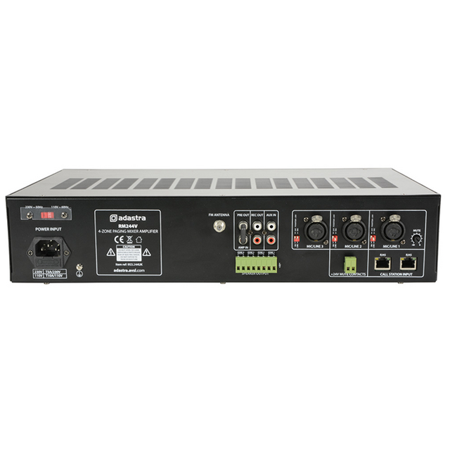 100V Mixer Amplifier with 4-zone Paging