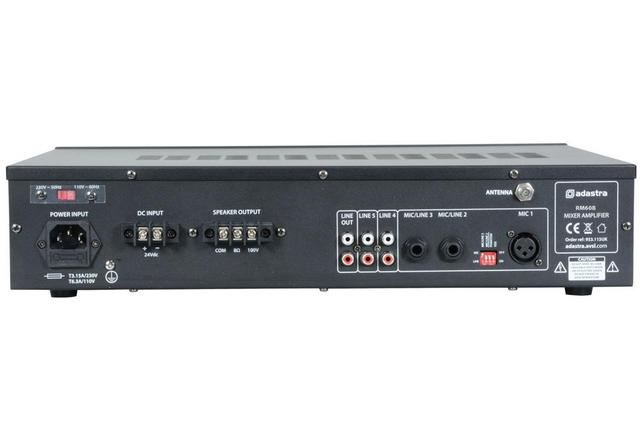 5 Channel 100V Mixer Amplifier with Built in SD/USB Player + Bluetooth  - thumbnail image 2