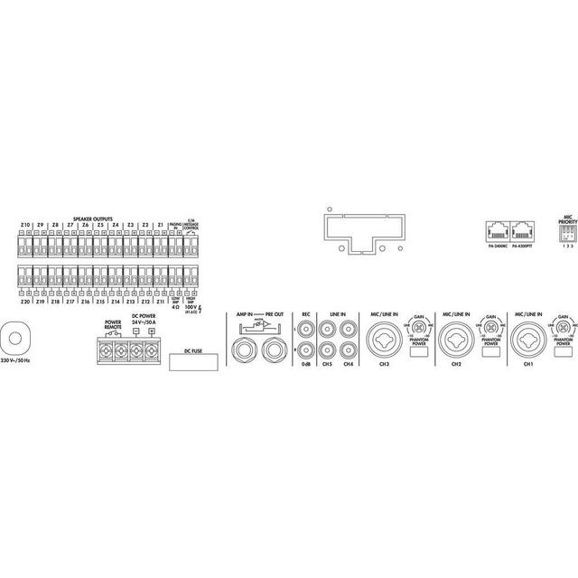 PA-6020Z 20-Zone Mixer PA Amplifier 600W - thumbnail image 2