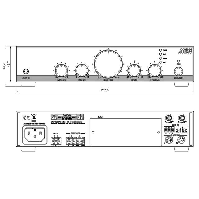 Audac COM104 100V 40W Amplifier - thumbnail image 4