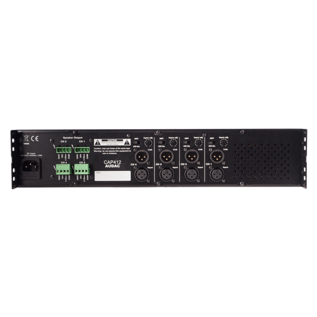 Audac CAP412 Quad Channel Power Amplifier 4 x 120W 100V Line - thumbnail image 2