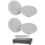 2 Pairs of 100W Ceiling Speakers, 100m Cable & 4-Way Switch MEGADEAL 