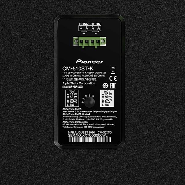 Pioneer CM-510ST-K 10" Subwoofer 100V 200W - Black - thumbnail image 4