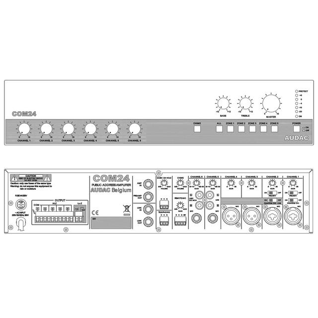 Audac COM24 5 Zone PA Amplifier 100V & 4 Ohm - 240W - thumbnail image 3