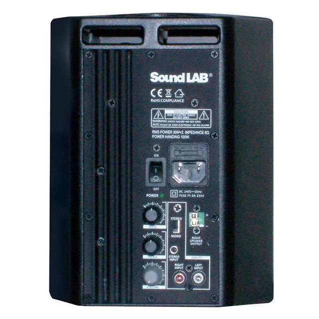Soundlab Black 2 x 30 W 130 mm Powered Speakers With Mounting Brackets - thumbnail image 3