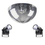 40CM Half Mirror Ball With 2 X LED Pinspots