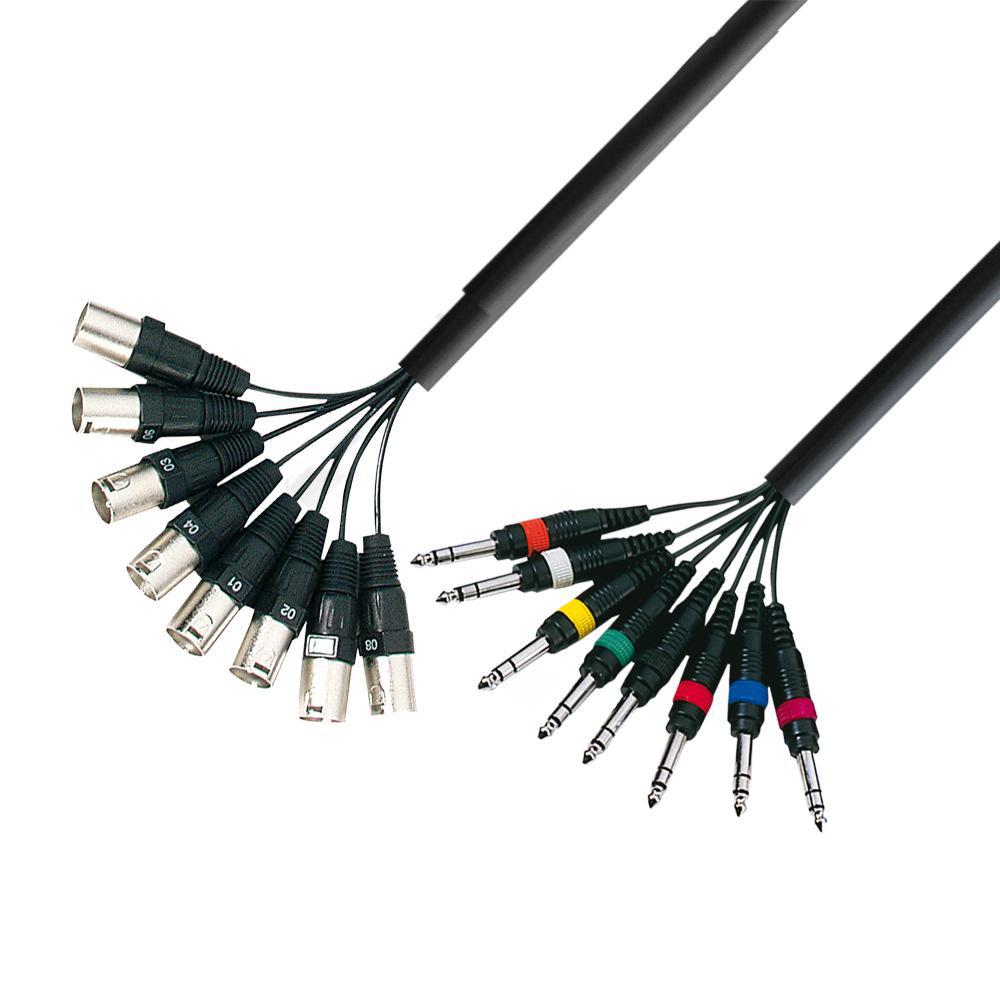 Adam Hall 8-Channel Loom 8 x XLR Male to 8 x Jack Plug Stereo - 3m