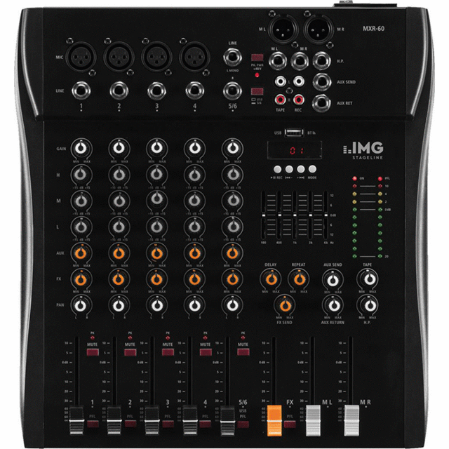 IMG Stageline MXR-60 6-Channel Mixer USB BT DSP - thumbnail image 2