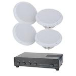 2 Pairs of 80W <b>Ceiling Speakers</b>, 100m Cable & 4-Way Switch MEGADEAL
