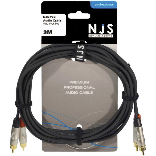 NJS 2 x RCA Phono to 2 x RCA Phono Plug Signal Cable - thumbnail image 1