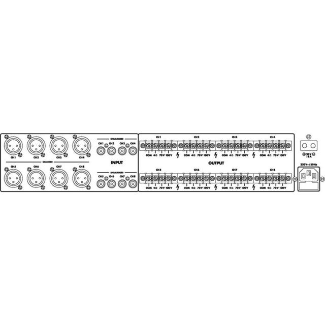 Monacor PA-1850D 8 x 50W At 100V Or 4Ohm PA Amplifier