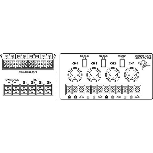 Monacor PA-4240 Power Amplifier 4 x 240w - 31V/50V/70V/100V - thumbnail image 2