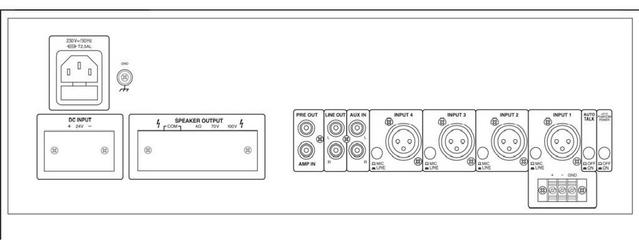 PA-940 Mono PA Mixing Amplifier - Rear View