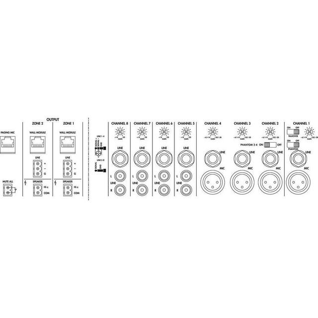 PA-M224 2-Zone Matrix PA Amplifier 240W Per Zone