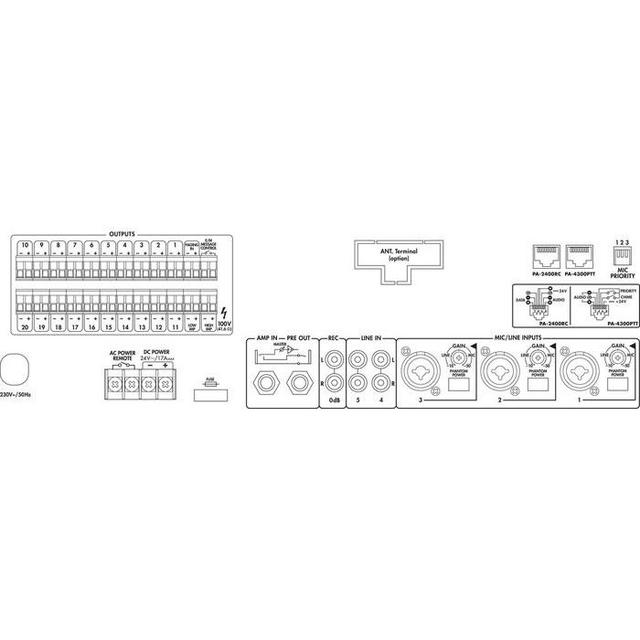 PA-2420Z 20-Zone PA Mixing Amplifier 240W RMS