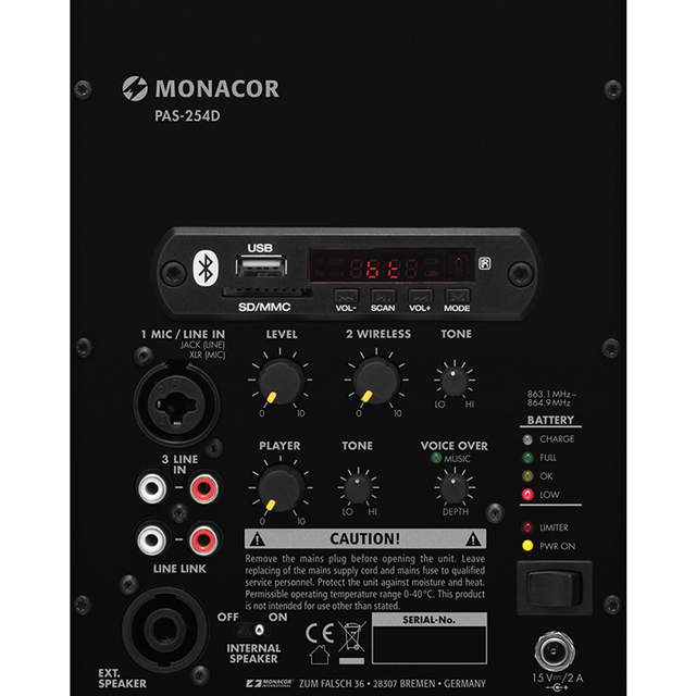 PAS-254D Portable Mobile PA Amplifier System - thumbnail image 2