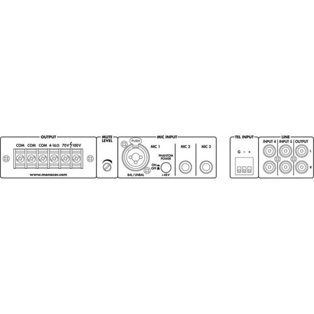 Monacor PA-324 240W 100V PA Amplifier - thumbnail image 2