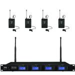 Quad Wireless Microphone System with 4 x Tie Clip Mics