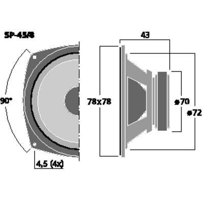 Monacor SP-45/8 Bass-Midrange Speaker 40W Max. 8 Ohm