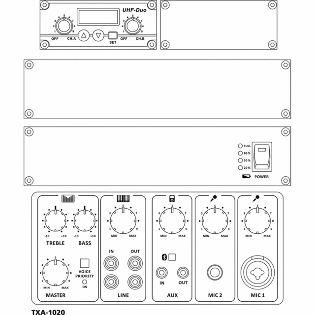 TXA-1020 Portable PA System 170W with Bluetooth - thumbnail image 2